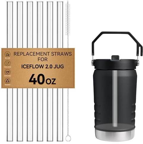 Straws for Stanley IceFlow Jug 2.0 40 oz Flip Straw Lid Jug | Replacement Straws for Ice Flow 40oz Jug, Small 7mm & Large 9.4mm Size Options – Check Numbers on Lid Before Order(9.4mm)
