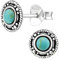 EYS JEWELRY Ohrringe Silber 925 Damen rund Ohrstecker oxidiert 7mm türkis Vintage Schmuck Geschenke für Frauen im Schmucketui