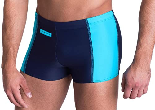Aquarti Herren Badehose mit Reißverschlusstasche Badeshorts, Farbe: Dunkelblau/Blau, Größe: 7XL