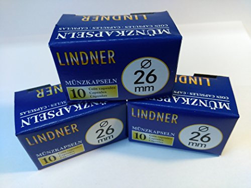 LINDNER Lot de 30 capsules pour pièces de monnaie (2€) - 26 mm