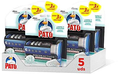Pato Discos Activos Eucalipto - Pack de 5 Aplicadores para WC con 5 Recambios (30 Discos) - Limpia y Perfuma el Inodoro