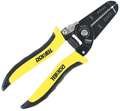 DOWELL Herramienta pelacables de 22-30 AWG, cortador de alambre y herramienta de mano multifunción, diseño de mango profesional y artesanía refinada.