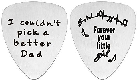 Gitarrenplektrum, Vatertagsgeschenk von Tochter, Edelstahl, Aufschrift I Couldn't Pick a Better Dad, 2 Stück