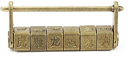 Hilitand - Candado con contraseña de caracteres chinos, vintage, clásico, del zodiaco, para armario, joyero o caja de madera