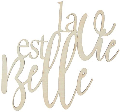 Rayher Mensaje positivo en madera 'La vie est belle', 18,2x17,5x0,4 cm, personalizable, 46417505