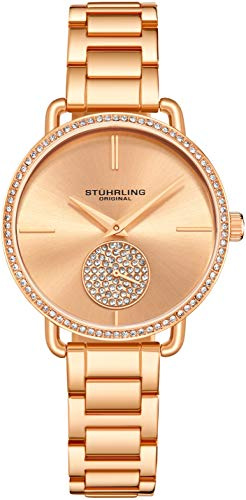 Stuhrling Original Womens Watch Krystal Diamond Analog Watch Dial and Bezel, Stainless Steel Bracelet 3909 Watches for Women Collection