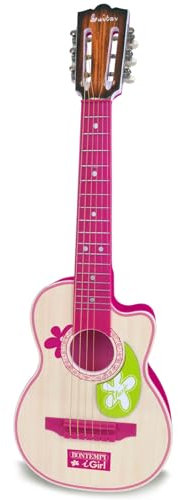 Bontempi- 7071-Guitare Folk, L. 7o cm, Couleur Rose, 20 7071