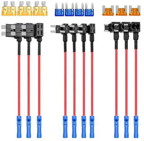 Nilight 50040R 12 V Auto-Sicherungshalter mit Standard- und Mini-TAP-Profil Flachsicherung für Autos, LKWs und Boote, 10er-Pack Sicherungshalter in 3 Typen, Blau, Rot, Schwarz