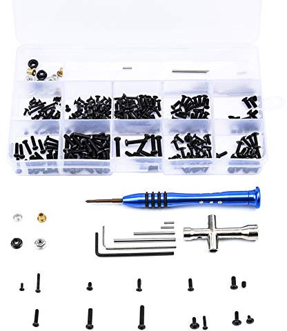 FPVDrone M2 M2,5 M3 Schrauben Bolzen und Muttern Set Kreuzhülse Inbusschlüssel Schwinge Stiftschrauben-Set für Wltoys 1/14 144001 RC Car (316 Stück)