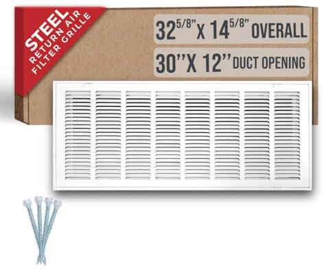 Handua - Rejilla de filtro de aire de retorno de acero para filtros de 1 pulgada para filtros de 1 pulgada | Rejilla de ventilación | Blanco | Rejilla de entrada de aire frío HVAC | Diámetro de salida