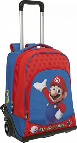 Panini Super Mario Schulrucksack mit verstellbarem Griff, gepolsterte und verstellbare Schultergurte, Fronttasche und Reißverschluss, 32 x 47 x 21 cm, rot, Taglia unica, Casual