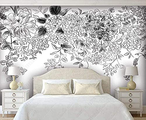 XiuTaiLtd Photo Wallpaper 3D Effect Wallpaper Abstract Black and White Flowers Wallpaper 3D Deco Living Room Wall Decoration Murals Bedroom-450x315 CM