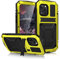 Custodia rigida per iPhone 13 Mini, impermeabile, antiurto, in alluminio, metallo, Gorilla Glass, militare, resistente, robusta, con cavalletto (13 Mini, giallo)