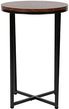 Flash Furniture Meubles Flash Hampstead Collection Table d'appoint Moderne en stratifié avec Cadre croisé, Bois d'ingénierie, Noyer/Noir Mat, Set of 1