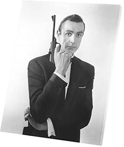 Wandbild auf Leinwand Bild von Star Promi Sean Connery as James Bond Schauspieler Altes Kino Original (60 cm x 74 cm)