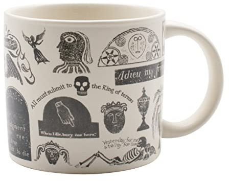 The Unemployed Philosophers Guild Memento Mori Kaffeetasse – mit klassischen Bildern aus Grabdenkmal-Schnitzereien, kommt in einer Geschenkbox, 400 ml