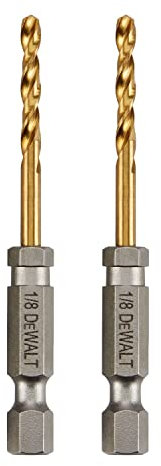 DEWALT DD5108T Lot de 2 forets 1/8 avec revêtement en nitrure de titane, noyau conique pour une durabilité optimale