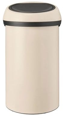 Brabantia - Touch Bin 60L - Großer Mülleimer für die Küche - Soft-Touch-Öffnung - Entnehmbarer Inneneimer - Rutschfest - Einfaches Recycling - Inklusive Müllbeutel - Soft Beige - 40 x 40 x 71 cm