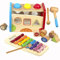 Xylophon und Hammerspiel Spielzeug ab 1 Jahr, 3 in 1 Montessori Pädagogisches Vorschullernen Musikspielzeug Holzspielzeug ab 1 Jahr Lernspielzeug Motorikspielzeug Geschenk 2 3 4 5 6 Jahre (Blau)