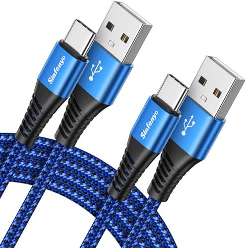 USB C Cable 3M 2Pack, Extra Long Type C Charger Cable 10ft PS5 Controller Nylon Braided Fast Charging Lead For Samsung Galaxy S24 S23 S22 S21 S20 S10 S9 Plus,LG V50 V40 G8 G7 Thinq,Sony Xperia XZ