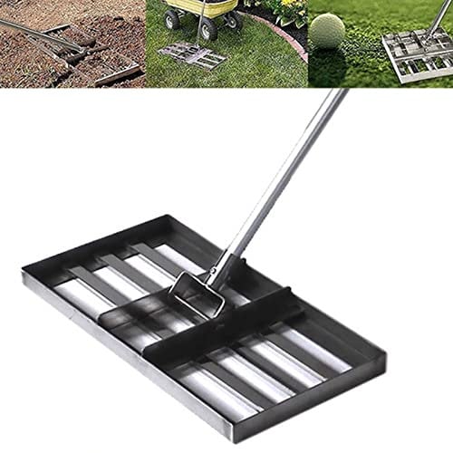ATRNA Rasenrechen Golf Garden Grass, Level Rasen Rechen Lawn Leveling Rake Hochleistungs Edelstahl Hochleistungs Rasen Push-Silver