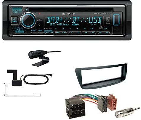 Kenwood KDC-BT760DAB 1-DIN Autoradio CD-Tuner mit Bluetooth Digitalradio DAB+ inkl. Einbauset passend für Toyota Aygo bis 07/2014 schwarz