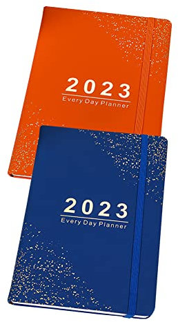Wochen- & Monatskalender, Terminbuch mit Gummiband, Terminbuch 2023, Terminbuch A5 Premium Dickeres Papier Terminbuch (2er-Set)