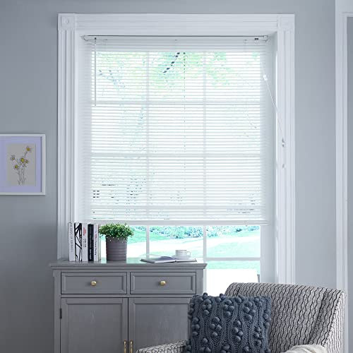 LBB Real Wood Venetian blinds Easy Fit Curtains Trimmable Basswood blinds window 25mm slats width wooden blackout blind (White, 120x160cm(WxH))