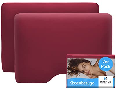 Kissenbezug Himbeer-rot Doppelpack, Perfekt für GIANFAR Seitenschläfer-Kissen, Baumwolle (Double Jersey), Bügelfrei & trocknergeeignet, Kissenhüllen 2er Set mit Reißverschluss, Oeko-Tex Zertifiziert