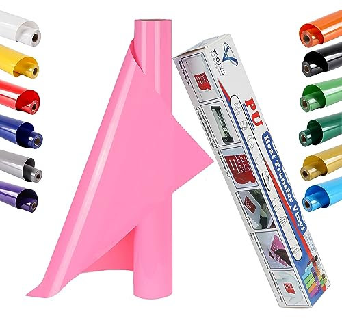 VEGIXO Heat Transfer Vinyl Pink – 12in x 8ft Iron-On Vinyl Roll for Cricut & Heat Press, Easy to Cut & Weed, Design T-Shirts & Crafts