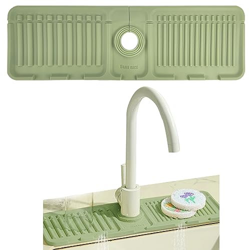 Jastown Alfombrilla de Silicona para Grifo, Almohadilla de Secado de Agua para Cocina,Alfombrilla para Salpicaduras de Grif,baño encimera,protección contra Salpicaduras, Atrapar Gotas (Verde)