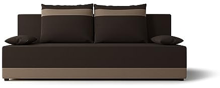ALTDECOR Wohnzimmer Couch mit Schlaffunktion, Polstercouch rückenecht gepolstert, ideal als Gästebett - TOLEDI - 190x80x89 cm Braun/Beige