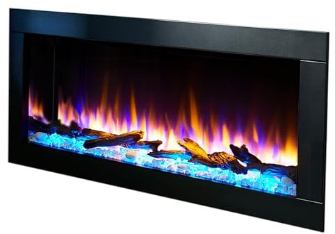 Endeavour Fires Langdale 42 Wall-Mounted Inset Electric Fire with LED Fuel Bed and 7-Day Programmable Thermostat - Black Trim