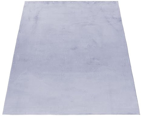 Teppich Wohnzimmer Hochflor Silber 140x200 Rechteck Unicolor - Einfarbig aus Polyester Stilvoll Günstig