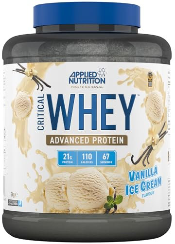 Applied Nutrition Critical Whey Protein Powder 2kg - High Protein Powder, Protein Milkshake, Muscle Building Supplement with BCAAs & Glutamine (2kg - 67 Servings) (Vanilla Ice Cream)