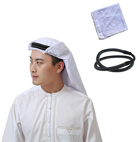 DZOZO Arabischer Shemagh-Schal für Herren, Motiv: Kaffiyeh, Shemagh-Schal, Kopfwickel, muslimischer Hijab, Kopftuch, Nahen Osten, Keffiyeh, Kopftuch, Arabien-Schal, Hijab, Stirnband, Wüstenschal,