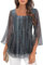 Tops for Women UK Dressy Tops for Evening Wear Chiffon Blouses Ruffle 3/4 Sleeve Square Neck Double Layers Tunic Shirts Fashion Elegant Flowy Flattering Tops Wear with Leggings Black XL