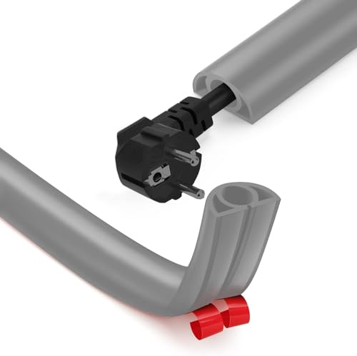 Kabelkanal Selbstklebend Flexibel Kabelschutz - 3M x 25mm x 13mm Flexibler Kabelkanal, Kabelkanal Boden Flach, Kabelkanal Flexibel für Haus, Büro, Schule, Lager(1 Dicke Kabel / 3M, Grau)