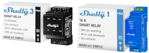 Shelly Pro 3 Wlan & Pro 1 WiFi & Bluetooth 1-Kanal-Smart-Relais-Schalter Hausautomatisierung Kompatibel mit Alexa & Google Home iOS Android App Kein Hub erforderlich Zeitschaltuhr Trockenkontakte