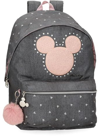 Disney Joumma Mickey Studs School Laptop Backpack Black 31x44x15cm Polyester 20.46L, Black/White, School Laptop Backpack