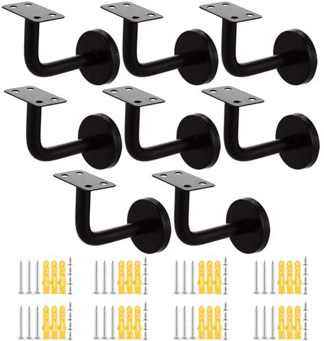 AKOLAFE 8 soportes para pasamanos de acero inoxidable, para pasamanos exteriores, para pasamanos, plateados, para interiores, 60 x 80 mm nero