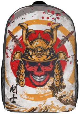 XJmoney Samurai-Krieger-Rucksack, Kinder-Schulrucksack, Schultasche, 3D-gedruckt, modische Schultasche für Jungen, Grund- und Mittelschüler, 43,2 cm