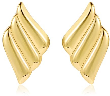ALEXCRAFT Chunky Statement Ohrringe Gold Tropfen 14K Goldene Ohrringe Damen Geschenk für Frauen Freundin Mama Mädchen