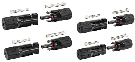 ABSINA 4x Stecker & Buchse + 2x Montageschlüssel - Solarstecker für 2,5-6mm2 PV Kabel - Solar Stecker Set - Steckverbinder Solar - Solarkabel Stecker für Solaranlage - Steckersolaranlage