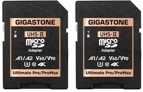 GIGASTONE Adaptateur de Carte mémoire SD UHS-II MicroSD vers UHS-II, Adaptateur Camera Ultimate UHS-II 2-Pack