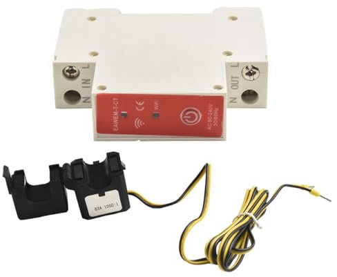 para Tuya Medidor de energía inteligente, medidor de energía WiFi de 63 A, monitor en tiempo real de energía consumida con abrazadera de transformador de corriente, con aplicación para Smart Life
