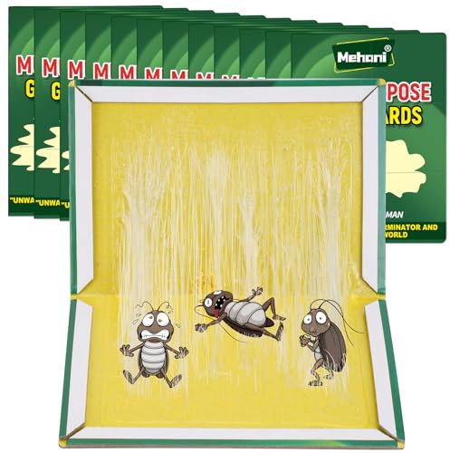 Kakerlakenfalle, Mehani 12 Stück Klebefalle Heimchenfalle, Schaben Bekämpfung, Effiziente & Extra Starke Ungeziefer Falle, spinnenfänger zur Küche, Garten, Haus, Lagerhalle, Drinnen, Draußen