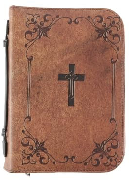 Sarini Custodia per Bibbia Vintage Marrone per Uomo e Donna Custodia per Bibbia in Pelle PU Resistente Custodia per Bibbia con Cerniera Trasversale