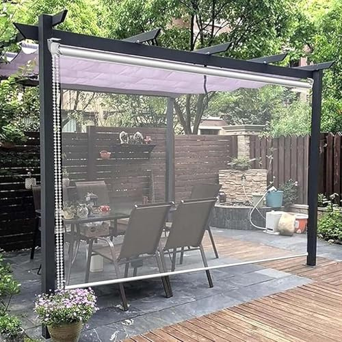 Generisch Transparentes Rollo Wasserdichtes Seitenzug-Rollo Outdoor Rollläden Winddichte Plane Wetterfest für Balkon Terrassen Pergola Tür Wetterfest Sonnenschutz Rollläden,170 * 200cm