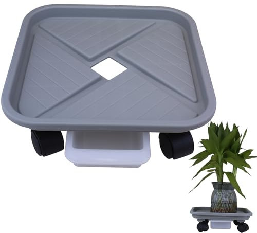DLBTWDOYLS Removable planter with swivelling wheels, Plant tray with water storage drawer, Heavy-duty plant trolley with 360° roll, Square planter stand for indoor or outdoor decoration (Large 29.4)